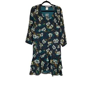 Cabi NWT style #3460 pirouette navy floral long‎ sleeve shift dress. Size M
